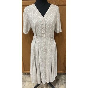 Vintage 90s Together Long Flare Dress Cottage Core Missy Size 10 Tan Tie Waist